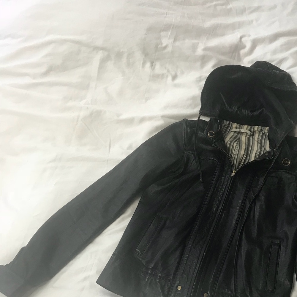 Mike & Chris leather hoodie jacket